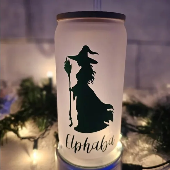 Elphaba and Glinda Frosted Glass Tumblers $28 for set ($15) each - Picture 2 of 5